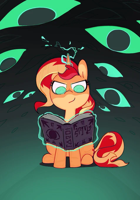 looks like she's found an interesting book ... sunset shimmer  ~ commission 