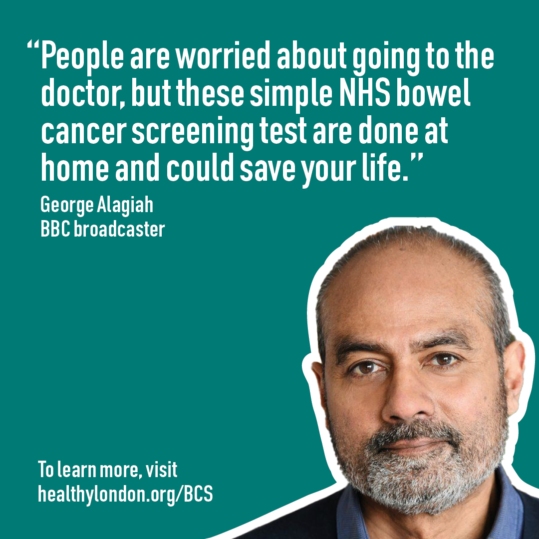 The BBC broadcaster, @BBCAlagiah is supporting the NHS London lifesaving campaign to encourage more South Asian people to use their free NHS bowel cancer screening home test, which checks if they could have bowel cancer. Read: bit.ly/3JY9RSx