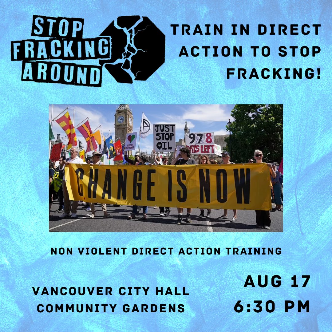 StopFrackingA's tweet photo. We've been fracking around for too long – with treaty rights, with the climate, with the very land and water we need to survive. 

You will receive a legal briefing, case studies of past direct actions and role play in what it feels like to engage in civil disobedience. https://t.co/zH1wHmVexY