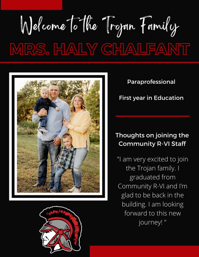 CR6Trojans's tweet photo. Please help us welcome Mrs. Haly Chalfant to the Trojan Family! #WeAreCommunity #ACommunityCommittedToSuccess https://t.co/FN9pMQBD7W