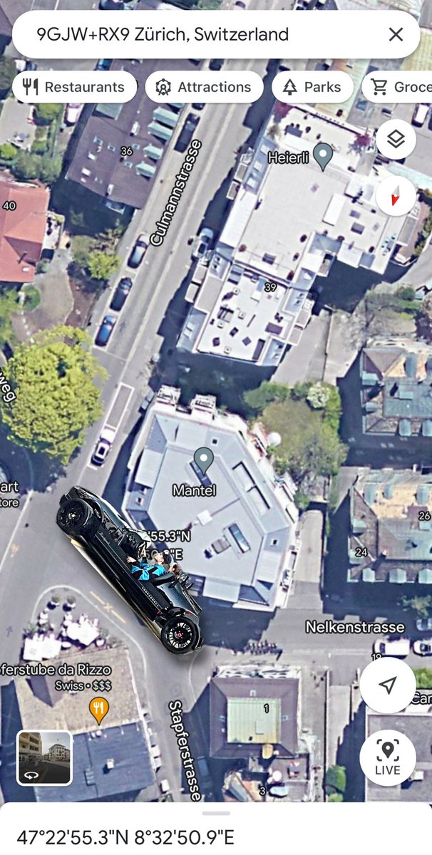 CLTracker's tweet image. A few days ago, Justin Bieber and Hailey Bieber were spotted driving around Zurich, Switzerland. From the only picture of them driving we were able to pinpoint the very spot the picture was taken from. 

🗺Nelkenstrasse St. Zurich, Switzerland. 

🗓August 8, 2022