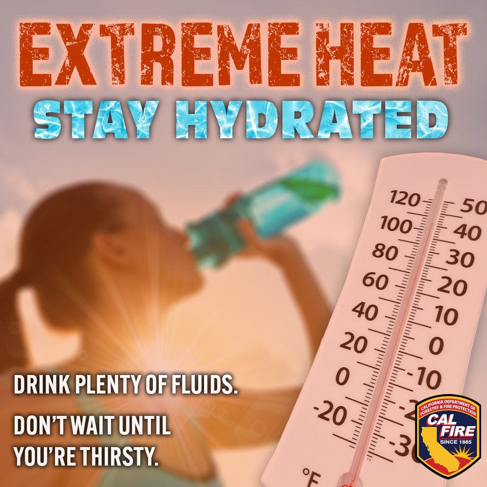 An excessive heat watch is in effect for much of the state this week. Drink plenty of water to stay hydrated, check on the elderly and those without air conditioning, and limit outdoor activity when possible. Young children and pets should never be left unattended in vehicles.