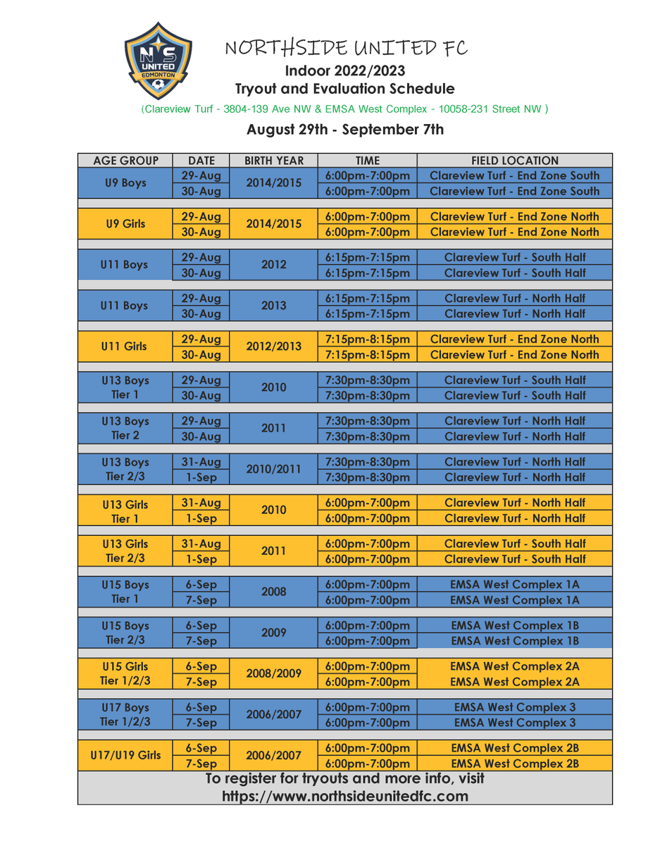 Check out the NSU Tryout schedule, don't forget to register for tryouts!