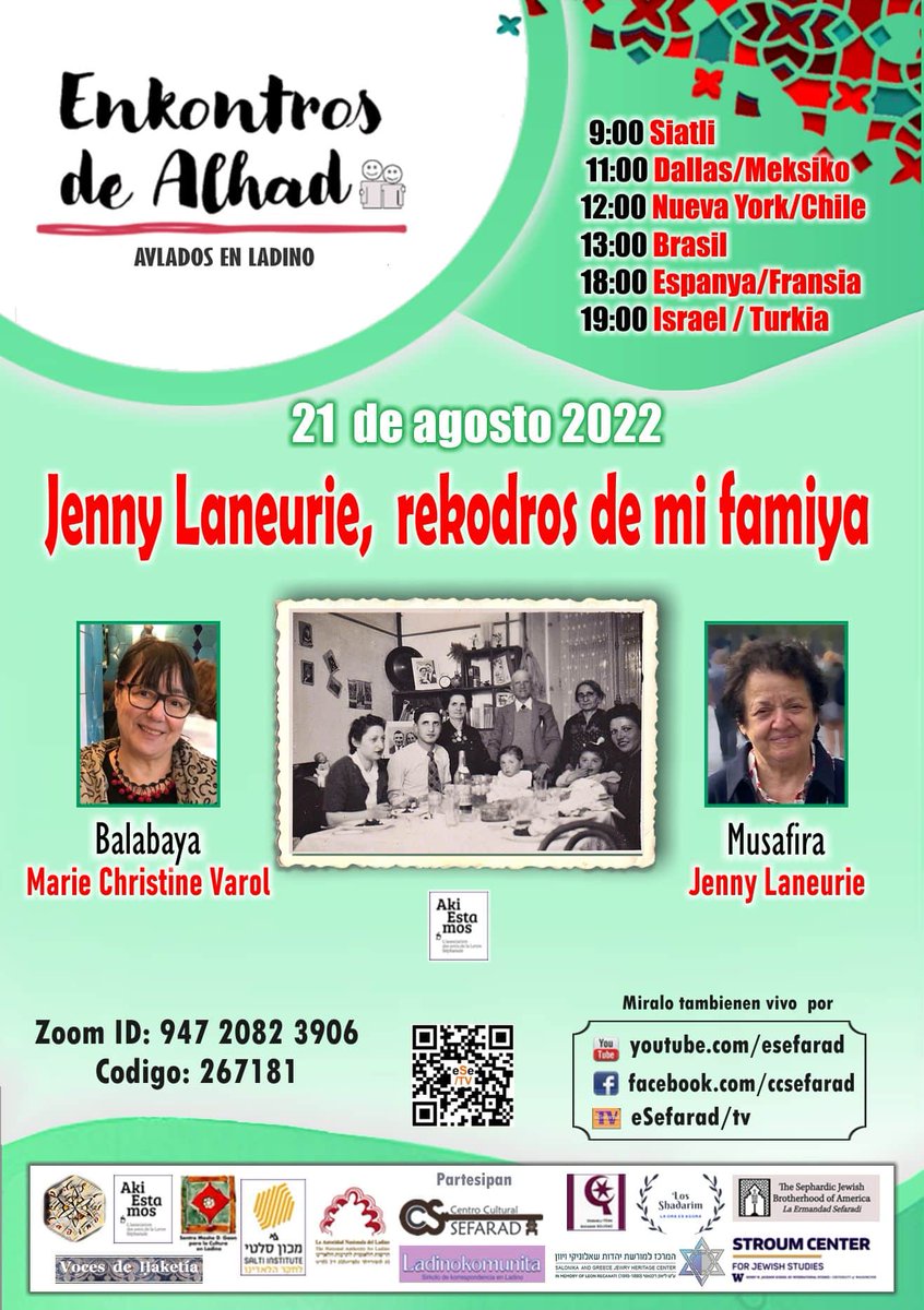 ENKONTROS DE ALHAD – 21 AGOSTO 2022 :: JENNY LANEURIE, REKODROS DE MI FAMIYA – Balabaya Prof. MARIE CHRISTINE VAROL – Musafira JENNIE LANEURIE
esefarad.com/?p=113186