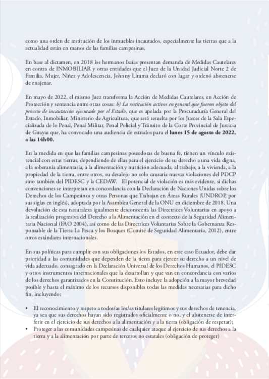 Redmujeresrural's tweet photo. ⚠️Boletin: Comunidades predio #LasMercedes (Guayas) están preocupadas por el impacto que está causando la implementación de dictamen de Comité de DDHH-ONU frente a #CasoIsaias. Temen desalojo de sus tierras inventariadas x #PlanTierras desde 2008 #TierraParaQuienesLaTrabajan https://t.co/cz5tFQU6FW