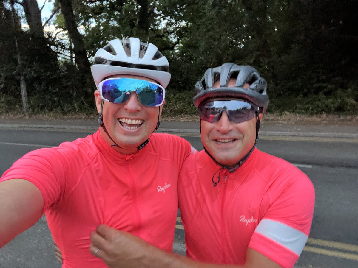 Out for a fabulous bike ride with Paul. Not sure about the new hi viz Rapha tops!  Very 80’s!! 😂👍