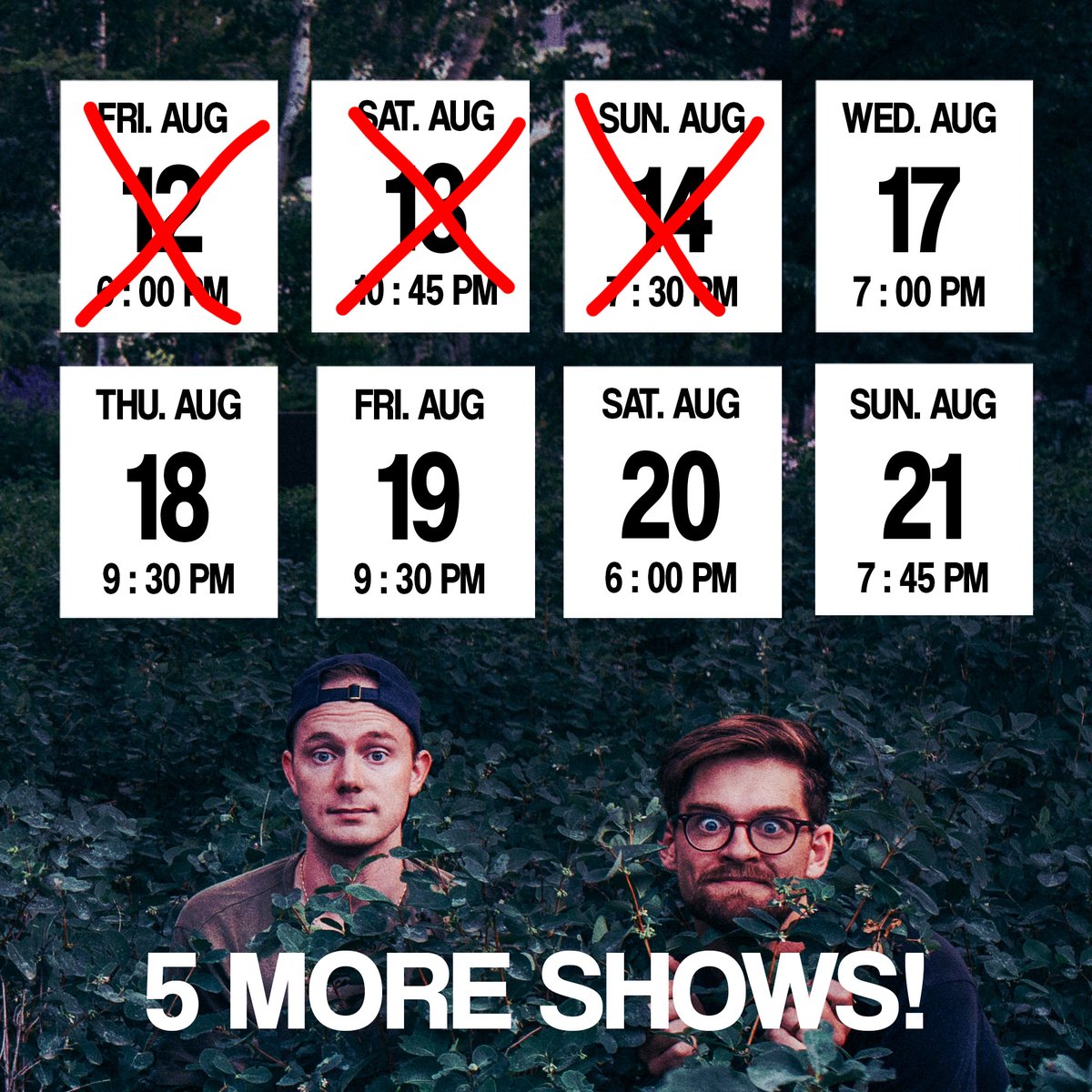 Hey #YEG, we only have 5 more shows at the <a href="/edmontonfringe/">Edmonton Fringe</a>! The first three were HOT HOT SHOWS (comedy-wise, not literally, THERE IS AC IN OUR VENUE)! The rest are looking to be equally or more HOT - tickets are selling at a rapid clip! Get yours now!

tickets.fringetheatre.ca/event/601:4359/