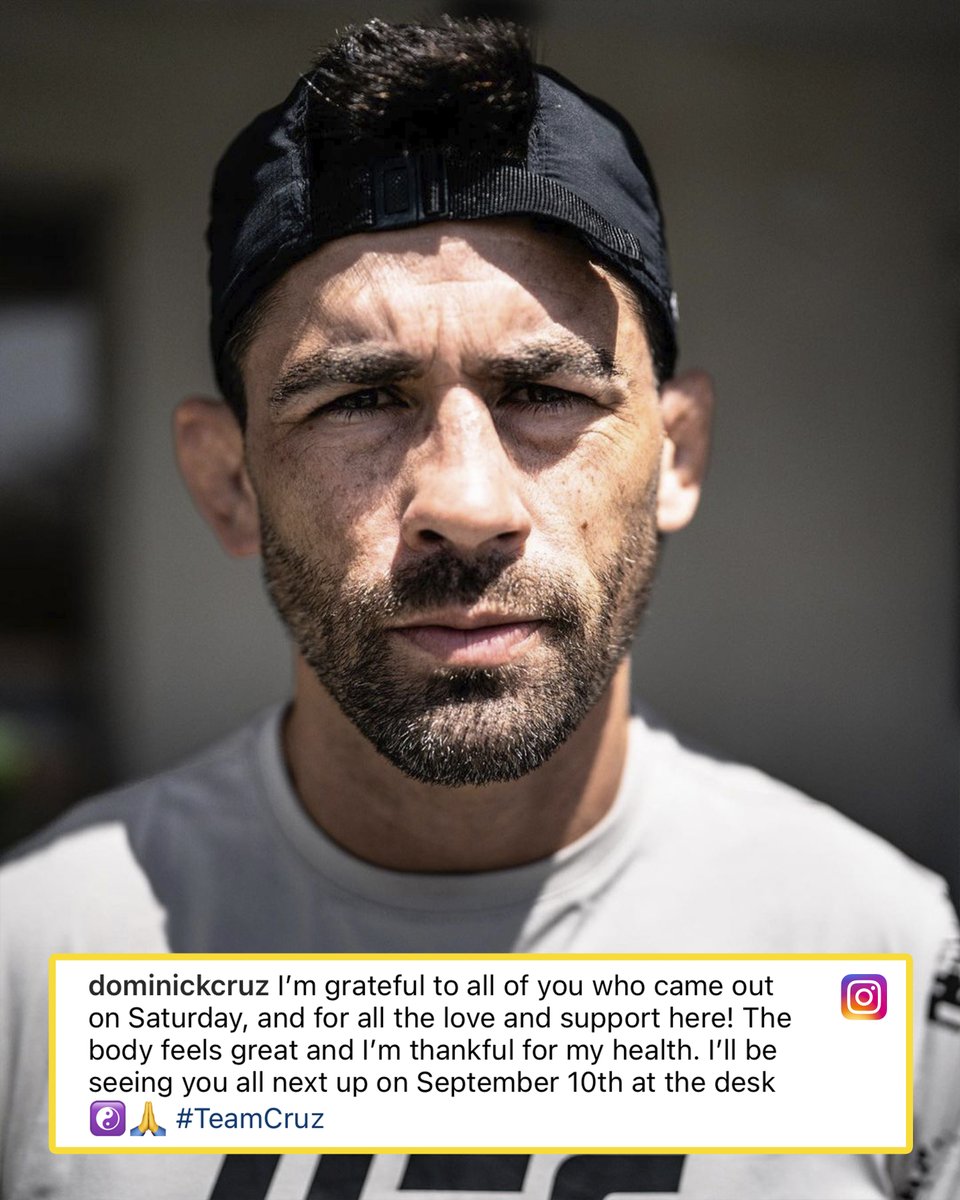 RT @MMAFighting: Dominick Cruz gives thanks and looks ahead in his first statement since UFC San Diego. https://t.co/loTMVlcwKe