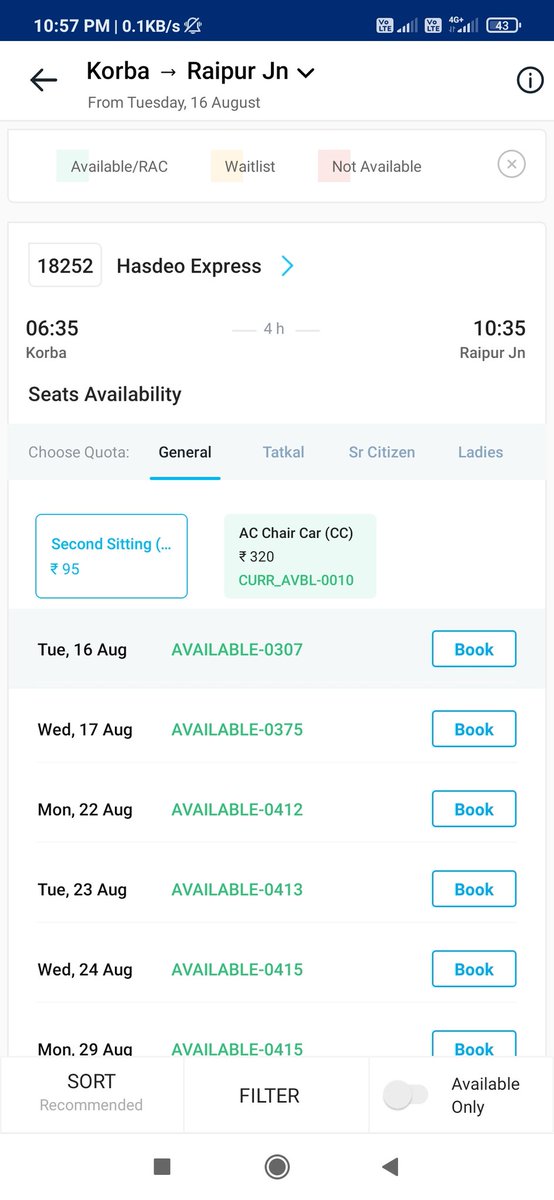 vasuvaishnav's tweet photo. How come @paytm shows seat availability while official @IRCTCofficial  does not? Some kind of bug or just trick to promote private apps @RailMinIndia @PMOIndia @AshwiniVaishnaw @secrrly @IRCTCofficial https://t.co/rW0fyPcxEA