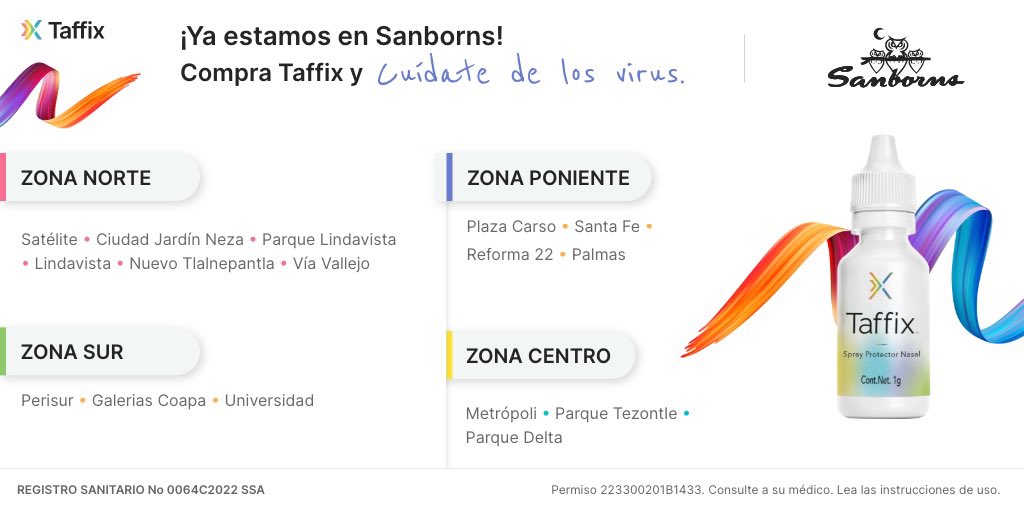 Taffix_Mx's tweet photo. ¡#Taffix en #Sanborns! Ya puedes comprarlo directamente en sucursales de Sanborns. ¡Protégete! 
*𝘉𝘶𝘴𝘤𝘢 𝘭𝘢𝘴 𝘴𝘶𝘤𝘶𝘳𝘴𝘢𝘭𝘦𝘴 𝘱𝘢𝘳𝘵𝘪𝘤𝘪𝘱𝘢𝘯𝘵𝘦𝘴* https://t.co/kHh1uRjIkS