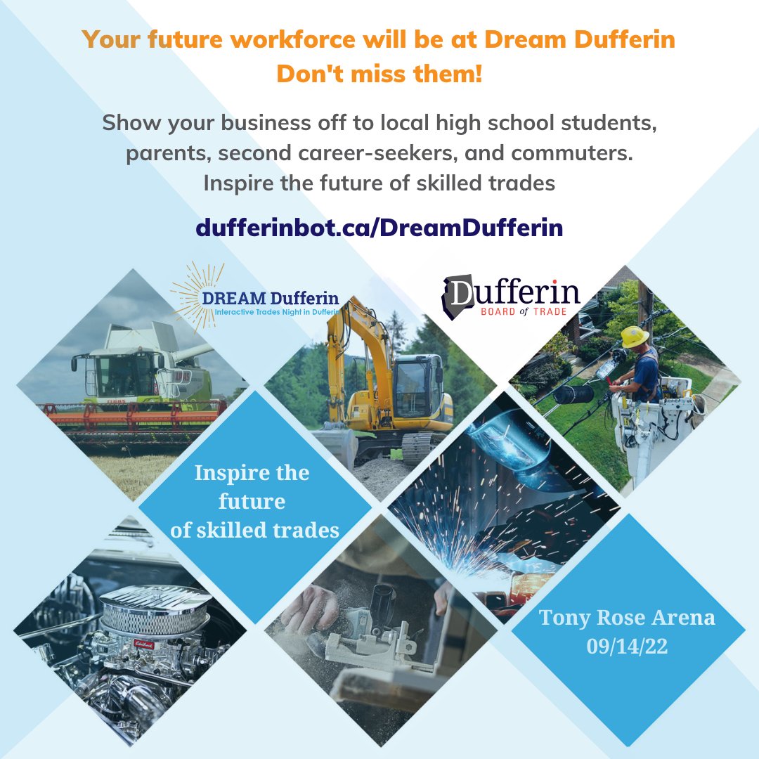 DufferinBiz's tweet photo. Inspire the future of Skilled Trades. Help your business/trade secure the future workforce it needs. https://t.co/0KLQcYmggr #ThinkLocal #ThinkDufferin https://t.co/BmdVBilOCt