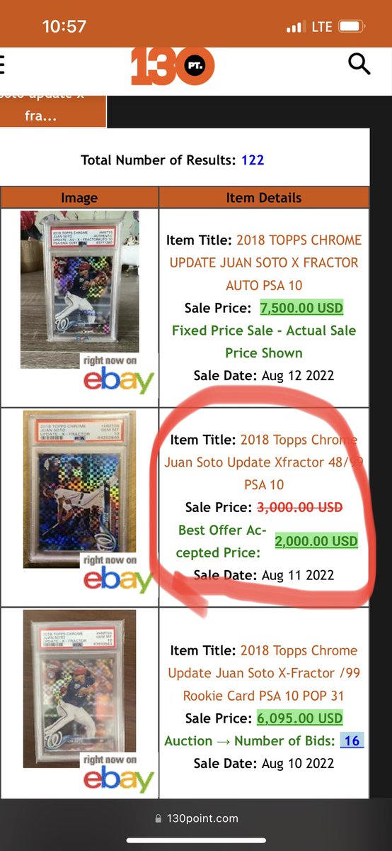 2624Nick's tweet photo. Juan Soto Update X-Fractor /99 $2.1K
Comps Attached 
Soto Gold /50 $550

Will Ship OverNight 

If interested in both DM 
@sports_sell @SportsSell3 @Hobby_Connect @HobbyConnector 
Retweet’s Appreciated https://t.co/dsU81wFft9