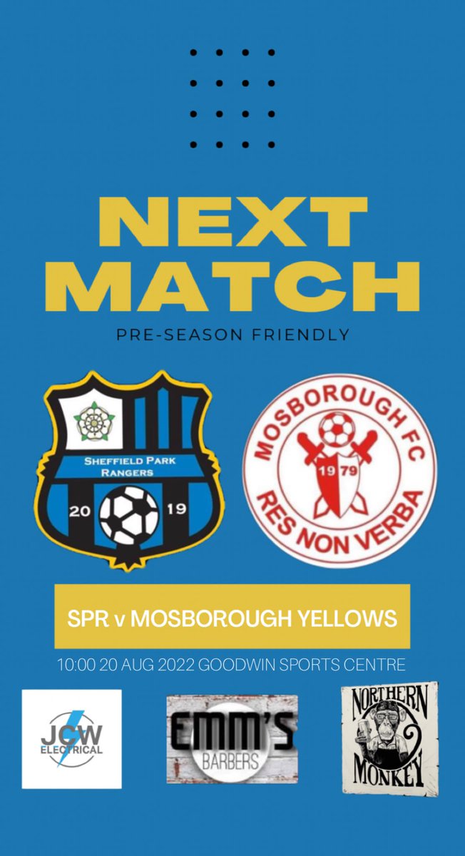 Our last pre season game. Will see us take on <a href="/Mosborough_Yel/">Mosborough Yellows</a>. #UTSPR