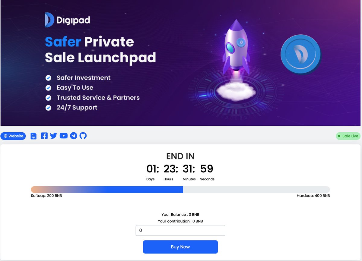 🔥 DIGIPAD PRIVATE SALE SOFTCAP REACHED 🔥

💎 Private Sale Live: launchpad.digipad.io/digipad

🚀JOIN PRIVATE SALE &amp; GET 20% EXTRA TOKEN 🚀

💎 CoinMarketCap: coinmarketcap.com/currencies/dig…
🐸 CoinGecko: coingecko.com/en/coins/digip…

#DGP #Digipad #BNB #Binance #Airdrop #BSCGem  #CoinMarketCap