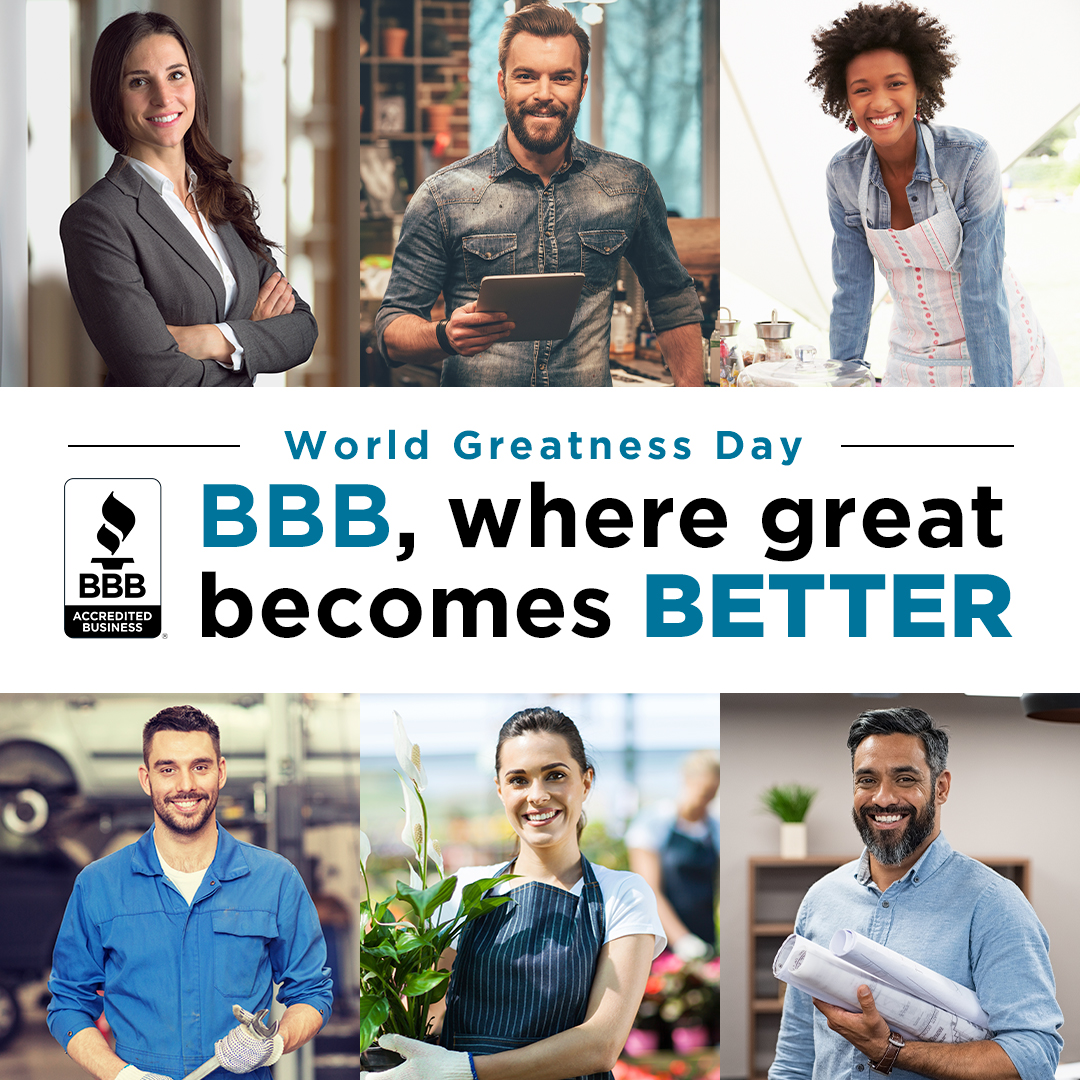Better Business Bureau of Chicago & Northern IL (@ChicagoBBB) on Twitter photo 2022-08-15 17:40:12 August 15th is #WorldGreatnessDay, celebrating the extrordinary in people, places, and businesses. The BBB recognizes greatness every day by uplifting Better Businesses & consumers. If you're looking for great, look for the Sign of a Better Business at BBB.org. August 15th is #WorldGreatnessDay, celebrating the extrordinary in people, places, and businesses. The BBB recognizes greatness every day by uplifting Better Businesses & consumers. If you're looking for great, look for the Sign of a Better Business at BBB.org.