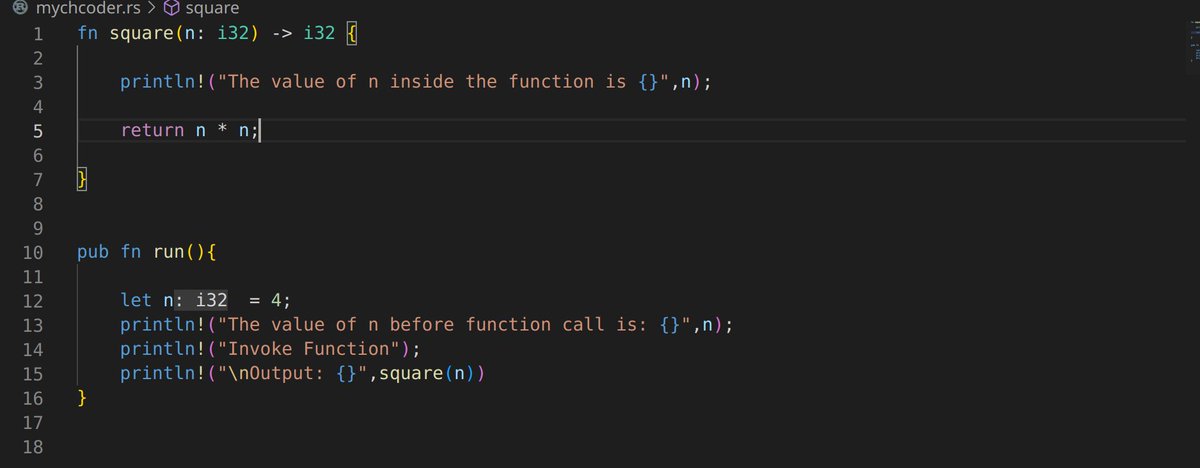 mychcoder's tweet image. Day 26 of #100DaysOfCode 

Learned how to write functions that return a value. Really pleased to have written some functions offhand 😊.

Making steady progress with #rustlang. 

Up Next! How to write functions that return multiple values.