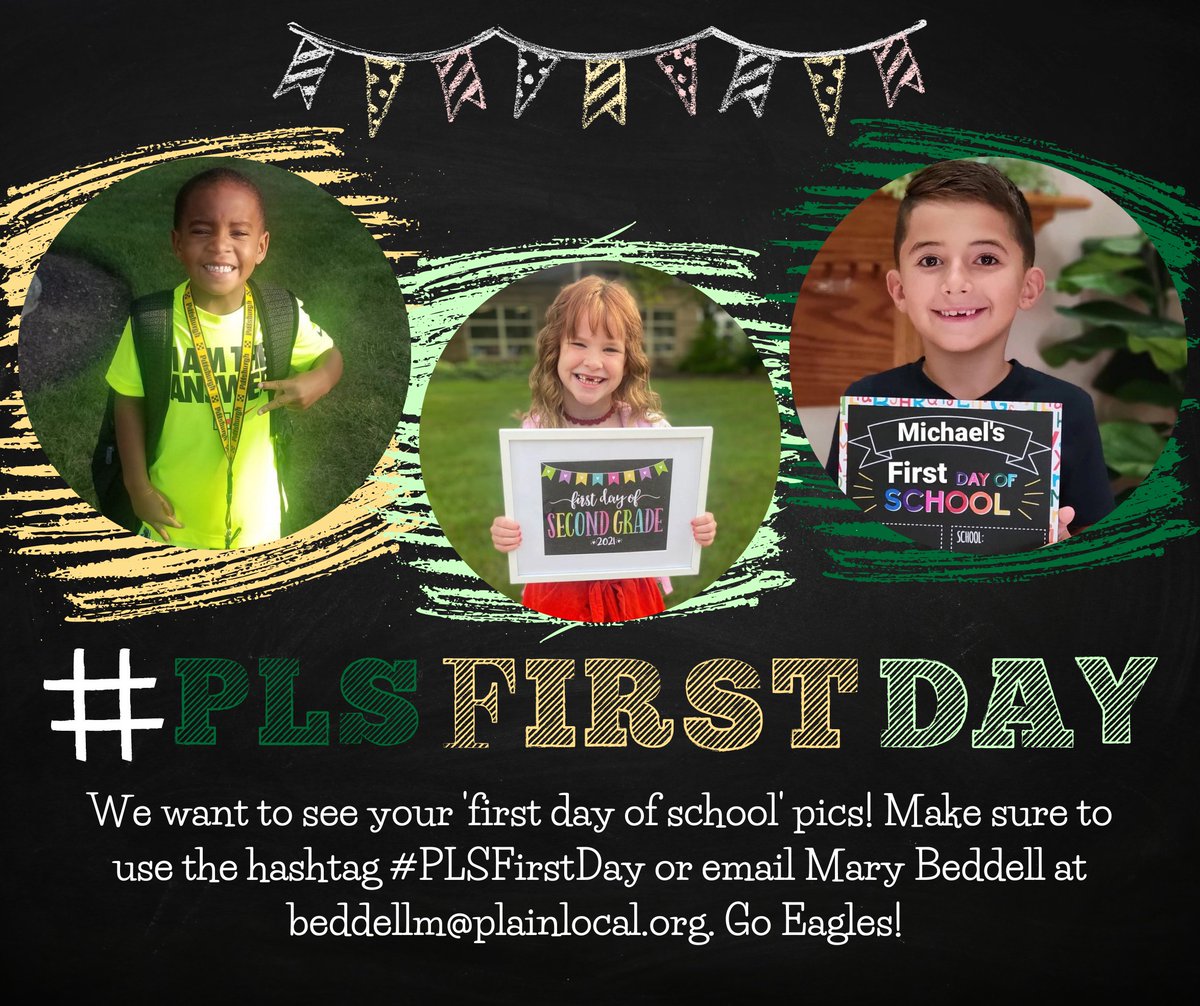 PlainLocal's tweet photo. Back to school is almost here! Our FAVORITE thing about back to school is seeing your pics! 

Make sure you use the hashtag #PLSFirstDay so we can join in on the fun! Or you can email your photos to beddellm@plainlocal.org to be featured on our social media channels! https://t.co/e8W2aYdZlB