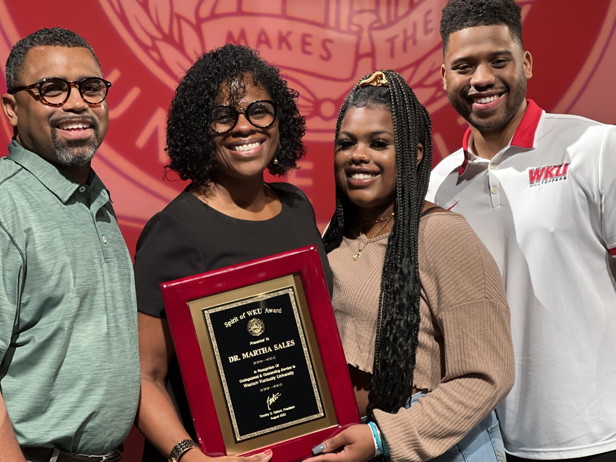 wku's tweet photo. @WKUISEC Dr. Sales met her husband, Shawn, while they were WKU students. They have two children, Seth and Kiah.
#WKU #WKUConvocation #WKUFamily https://t.co/sC3yy24B5O