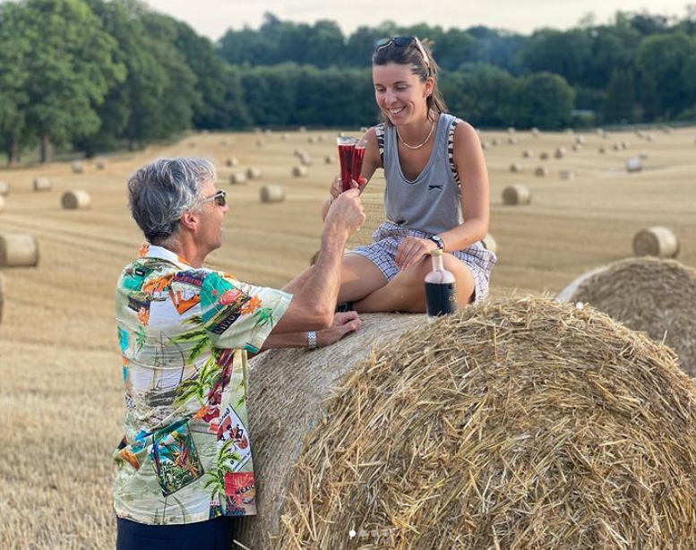 Gio and Willa toasting the end of harvest with a Kir Royale made with our British Cassis. Hopefully the rain will be here this week to help out our Herefordshire farmers.