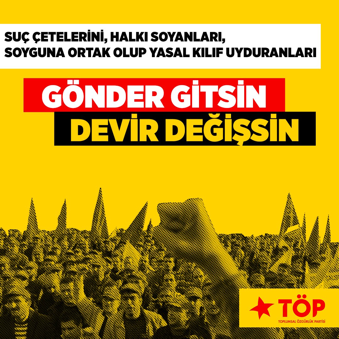 toplumsalozgur's tweet photo. İşçi, emekçi kardeşler, kadınlar, gençler, işsizler, yoksullar!
Herkes insanca bir hayata kavuşsun diye omuz verin bu soyguncu suç çetesini birlikte gönderelim, yeni bir dünya yaratalım. İnsanca bir yaşam için #GönderGitsinDevirDeğişsin 
https://t.co/eFMfuOAFi6 https://t.co/yeSPh69kGN