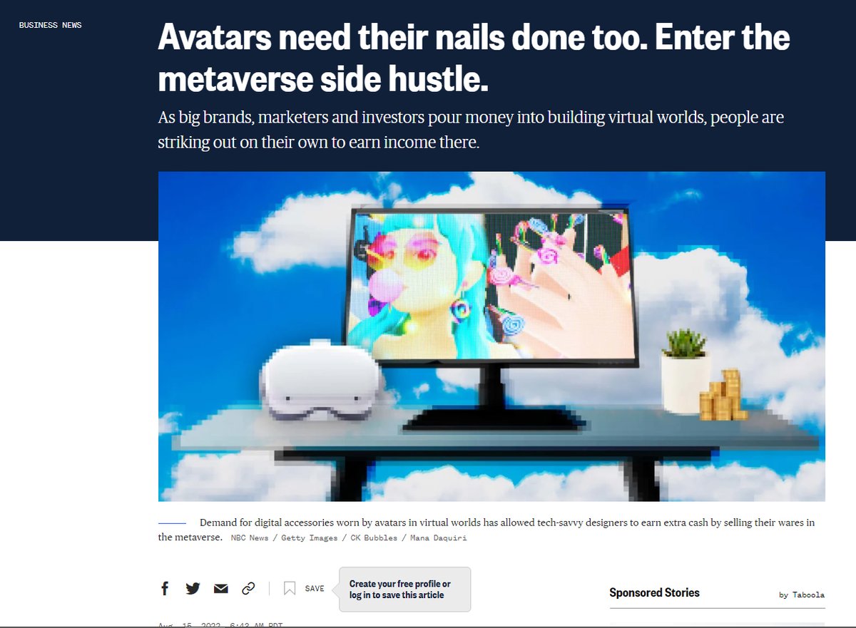 Congratulations to some of our #Decentraland wearable creator family who got their artwork and brands showcased on <a href="/NBCNews/">NBC News</a> 

<a href="/NikkiFuego92/">🔥Nikki Fuego🔥</a> // <a href="/iamckbubbles/">ckdesignedit / ckbubbles</a> x @ManaDaiquiriDCL 

Keep killing it and representing the growth of our metaverse in a postive light! We <3 you! Link below