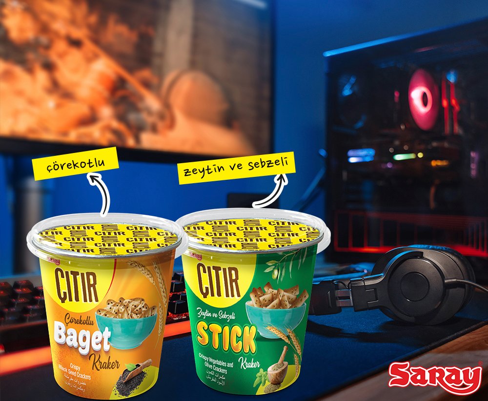 Ödüllü Yarışma 🎁
Oyun oynarken açlığını hangi Çıtır Kraker ile bastırıyorsun? Çörekotlu Baget mi? Zeytin ve sebzeli Stick mi?
🎁<a href="/Saray_Biskuvi/">Saray Bisküvi</a> ‘yi takip et,
🎁Bu iletiyi ve son 5 iletiyi beğen,
🎁Yoruma #SarayBisküvi yaz ve RT yap,
Saray’dan lezzet paketi kazanma şansı yakala!