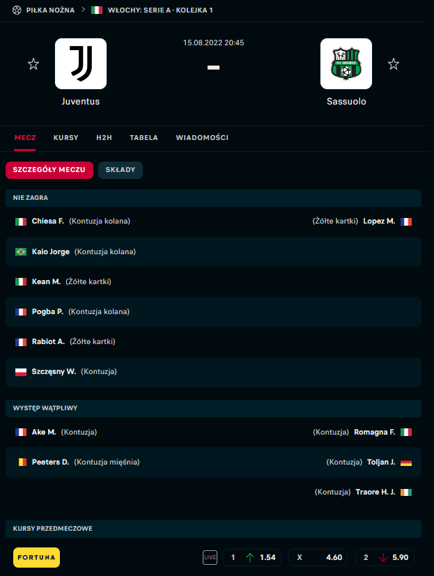 To chyba kurs promocyjny na remis bądź wygraną 
Sassuolo? Tak? <a href="/eFortunapl/">eFortuna.pl</a> #tsp #bukmacher