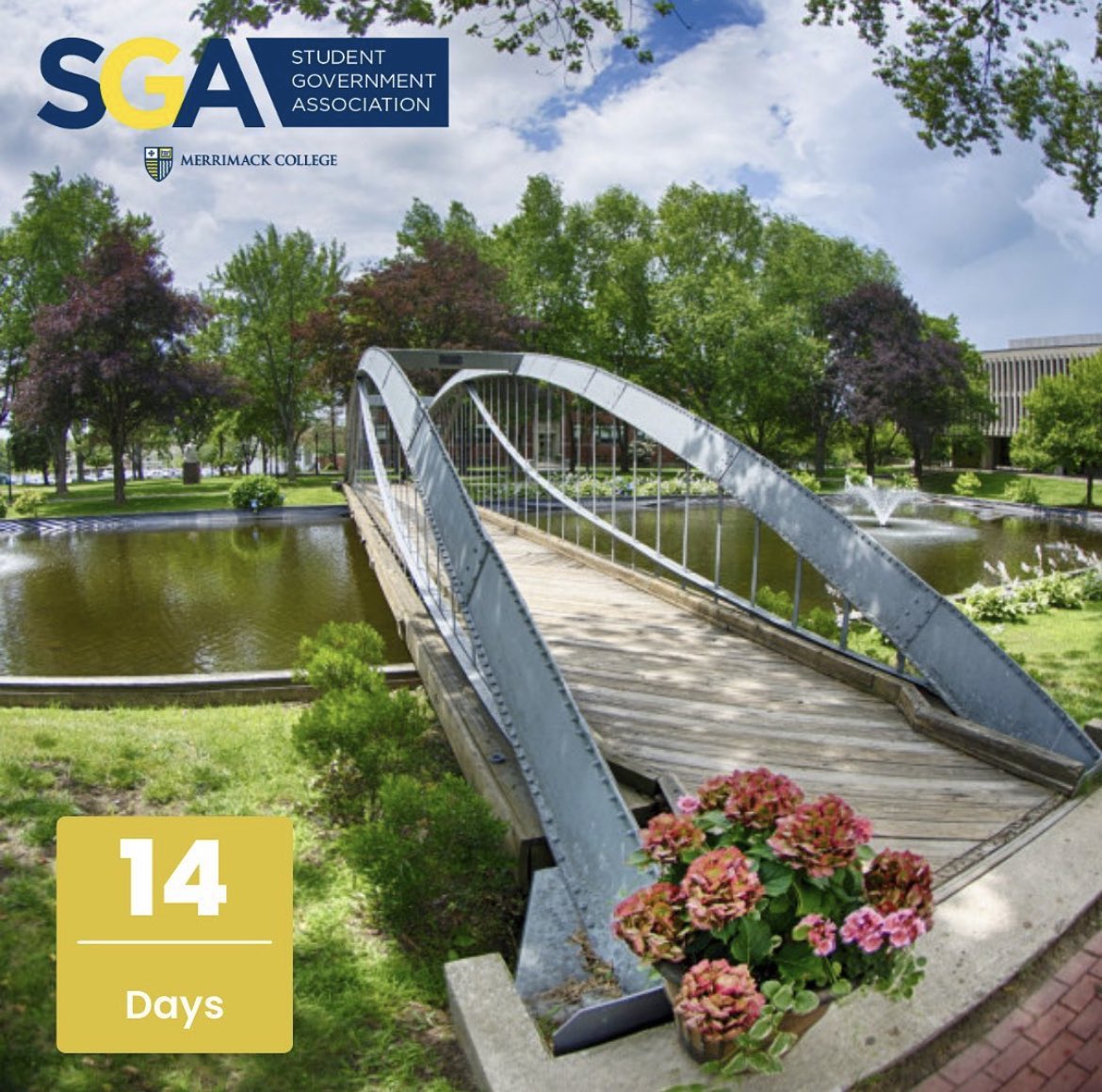 MerrimackSGA's tweet photo. The countdown continues! ⚔️ Only 14 more days until the first day of classes, Warriors! ✏️ https://t.co/wVIzD0d9Fh