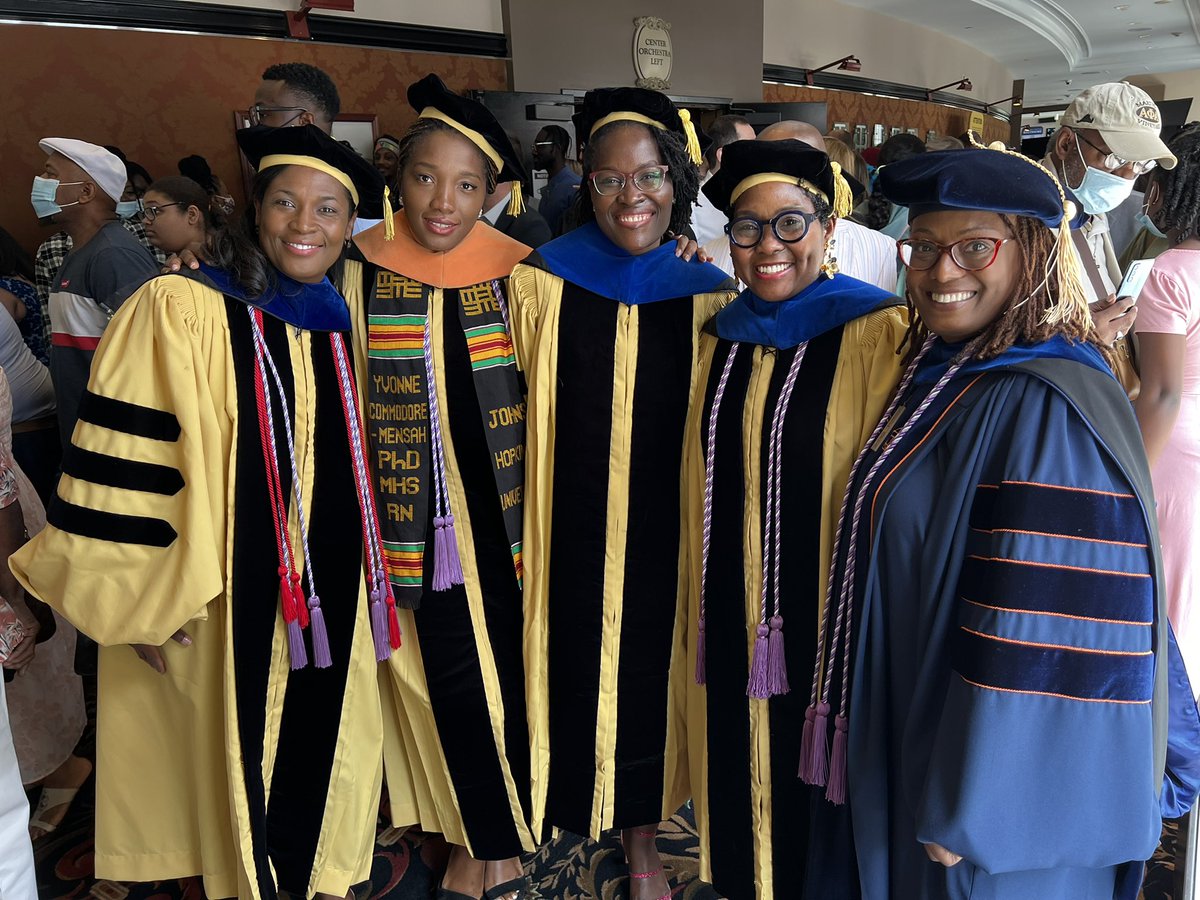 To our newly minted PhD graduates @JHUNursing Congratulations 🎉🎊 @bunmiogungbe09 @KelleyR1113 @DrPattyRN @rantocran @ycommodore