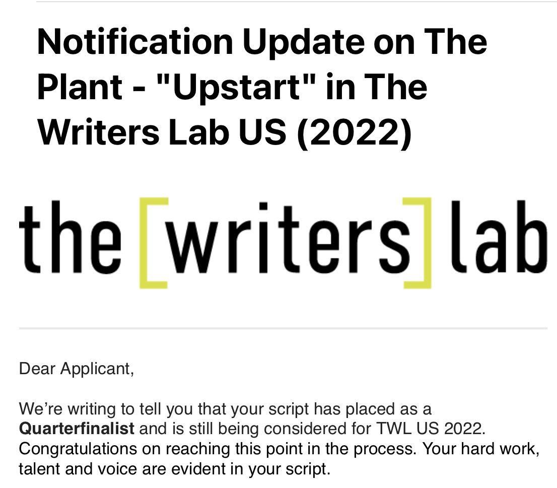 My pilot script is a quarterfinalist @The_Writers_Lab !!! 🎉🥳💃🏼
#screenwriting