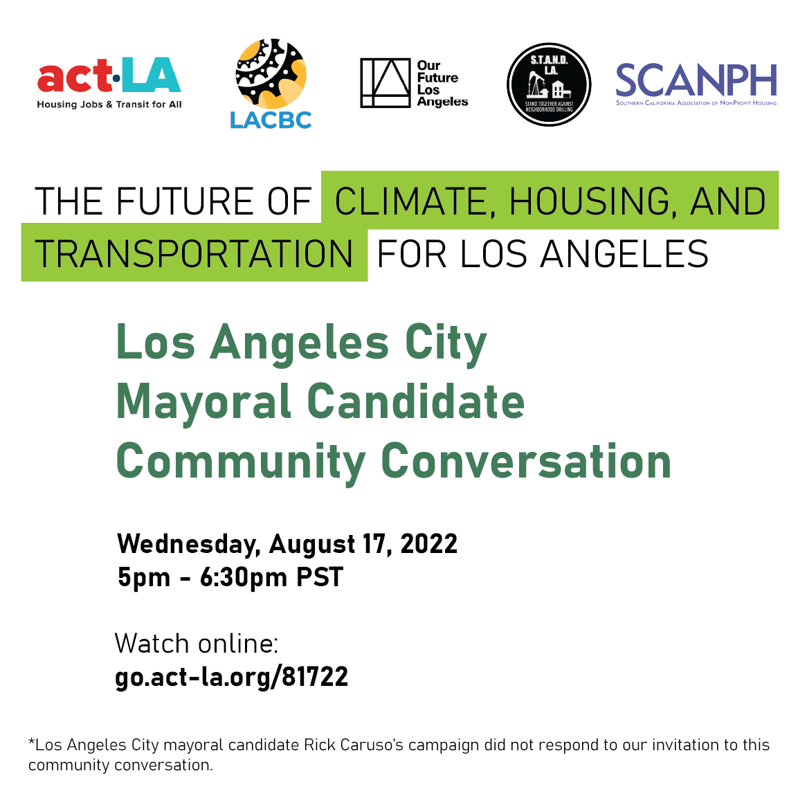 actlosangeles's tweet image. You're invited:

Virtual #LAcommunityconvo with LA mayoral candidate @KarenBassLA on climate, housing, and transportation THIS Wednesday, 5-6:30pm!

Link here: go.act-la.org/81722.