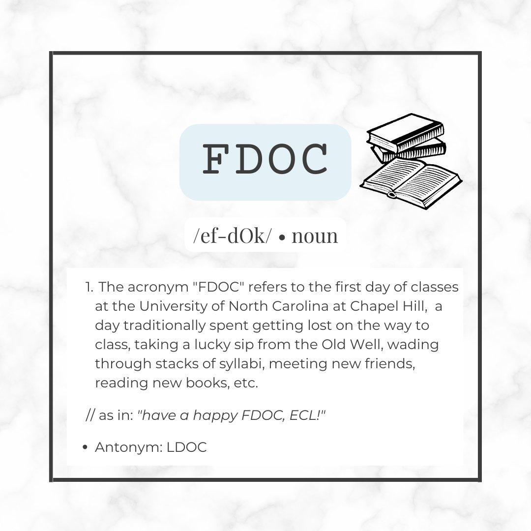 UNCECL's tweet photo. You know what day it is! As always, the ECL Dept. is wishing each of you a very merry #FDOC. (And, for those of you new to campus, or for those who might need a refresher, we’ve included a very helpful dictionary entry as a little primer.)📖#gdtbath #happyfdoc #dictionaryjokes https://t.co/JiL6tVS9g2
