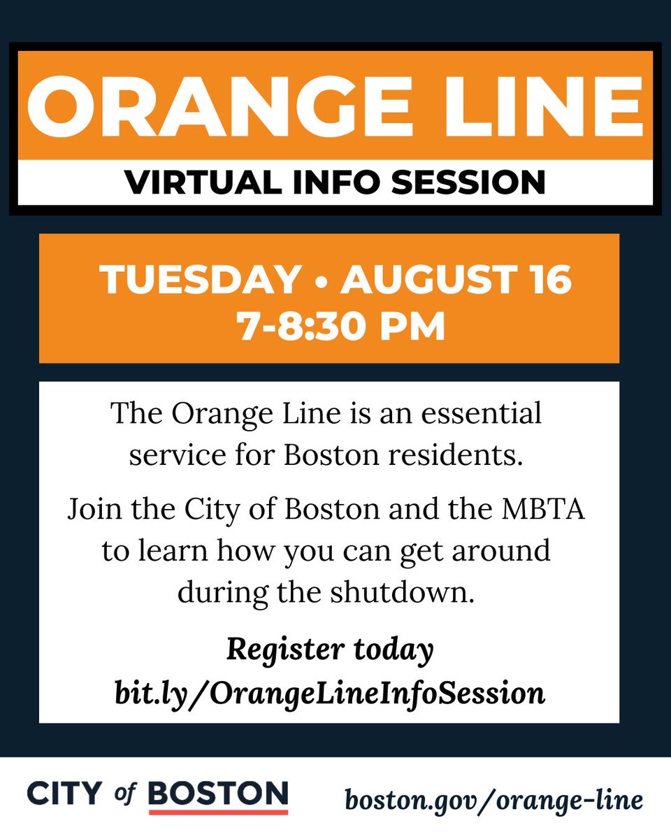 Still figuring out your commute ahead of the Orange Line shutdown? Join us tomorrow to get the most up-date-information. 

bit.ly/OrangeLineInfo…
