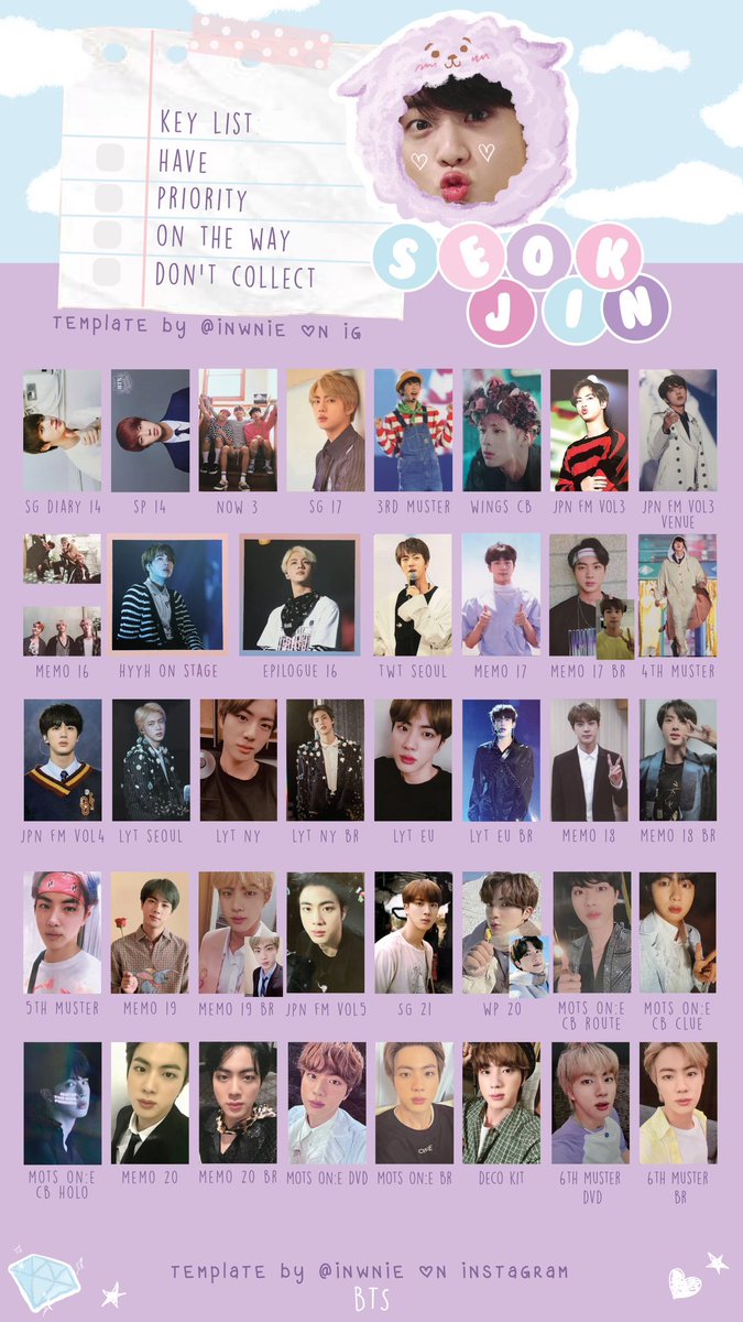 bts updated dvd bluray photocard wishlist templates (: rm jin suga