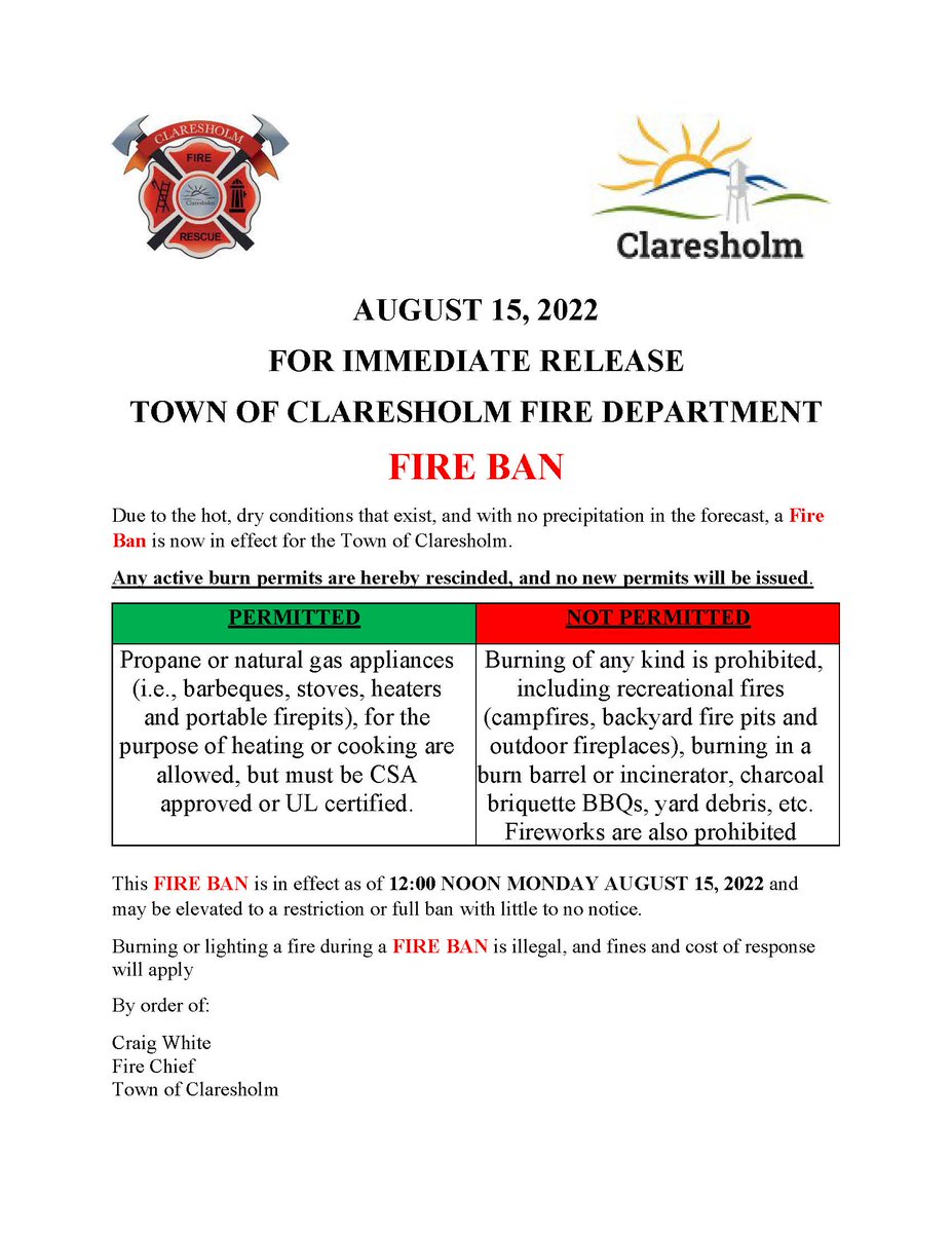 Claresholm Fire Dept tweet media