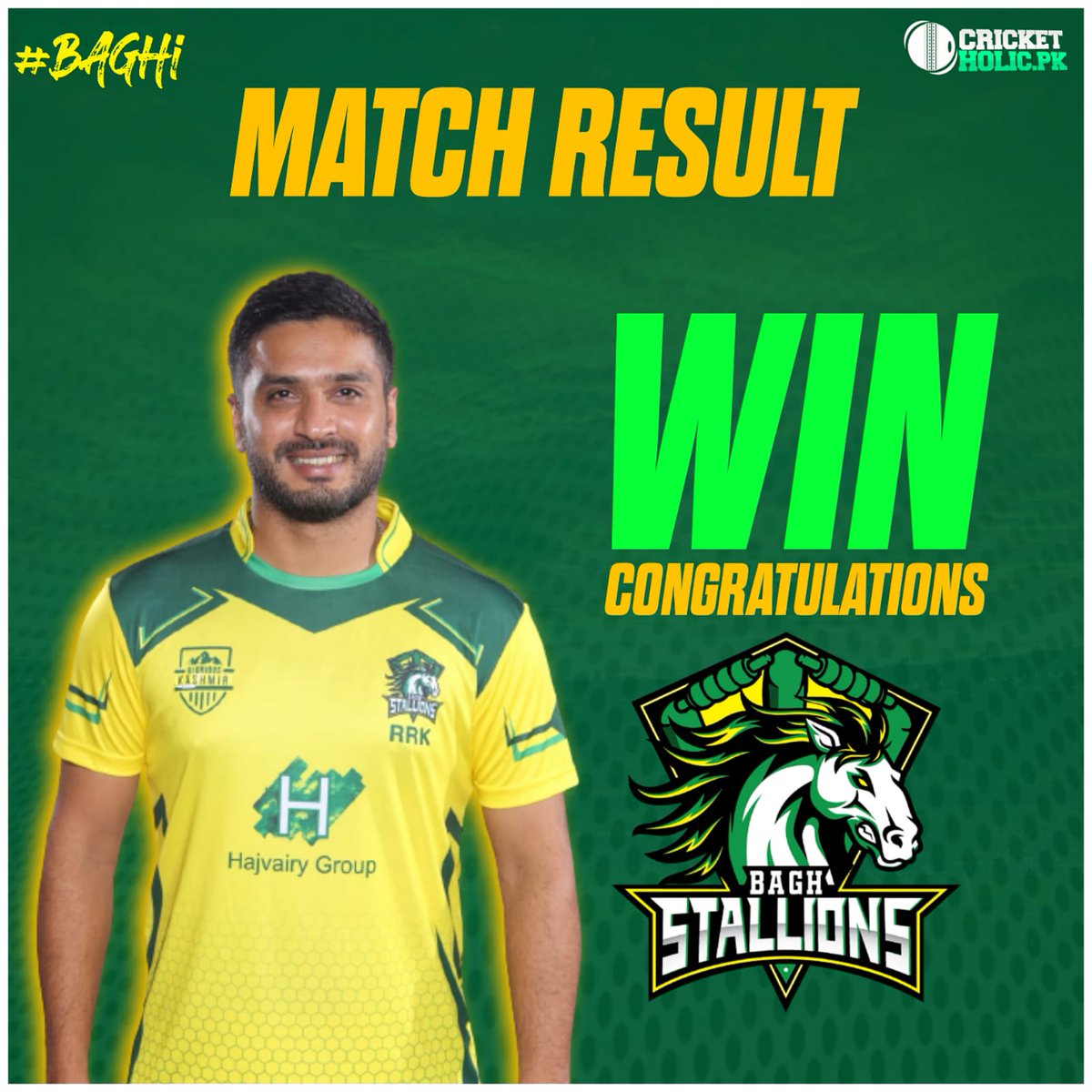 CricketHolicPK's tweet photo. Bagh Stallions register their first win of Kashmir Premier League 2022 โ๏ธ
Sohaib Maqsood, Rumman Raees, Amir Shehzad and Aamer Yamin were the stars of this win๐ฅ
@thebaghstallion
@sohaibcricketer @rummanraees15
Well Played Bagh Stallions๐
#BaghStallions #KPL22 #KheloAazadiSe https://t.co/Wfgvo2vqLV