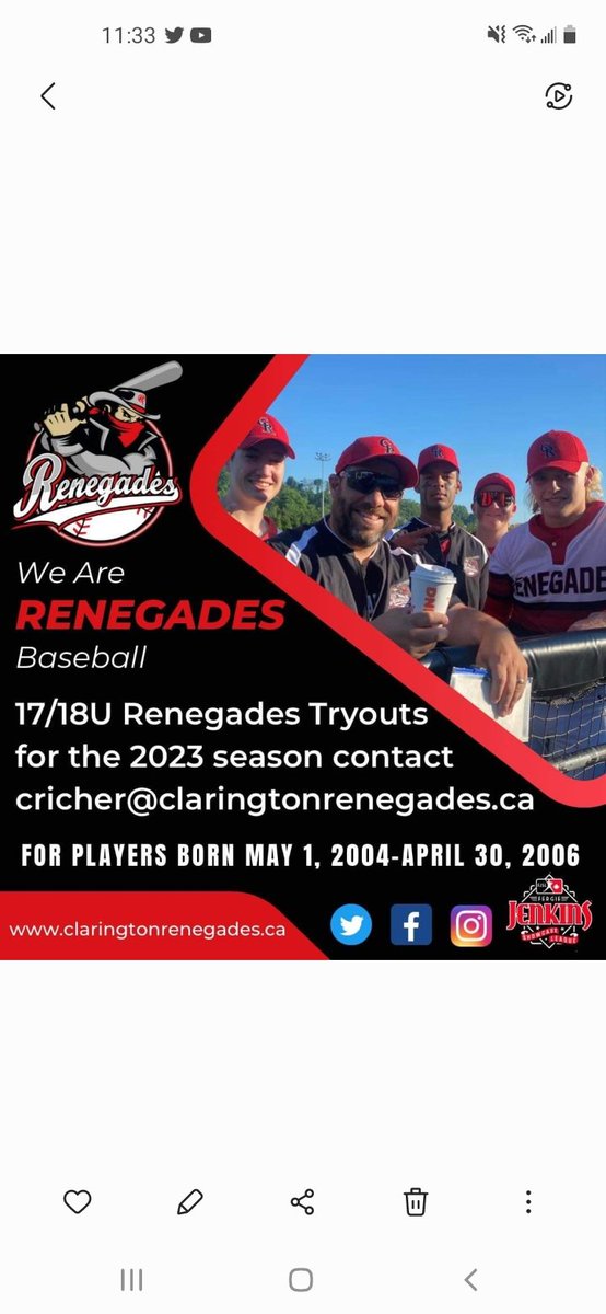 Clarington Renegades (@claringtonfjsl) on Twitter photo Back at it tomorrow night, still a few roster spots remaining. Come on out. Tuesday- July 16th at 6 pm- Clarington Fields NW. <a href="/FJSLbaseball/">FJSL Baseball League</a> Back at it tomorrow night, still a few roster spots remaining. Come on out. Tuesday- July 16th at 6 pm- Clarington Fields NW. <a href="/FJSLbaseball/">FJSL Baseball League</a>