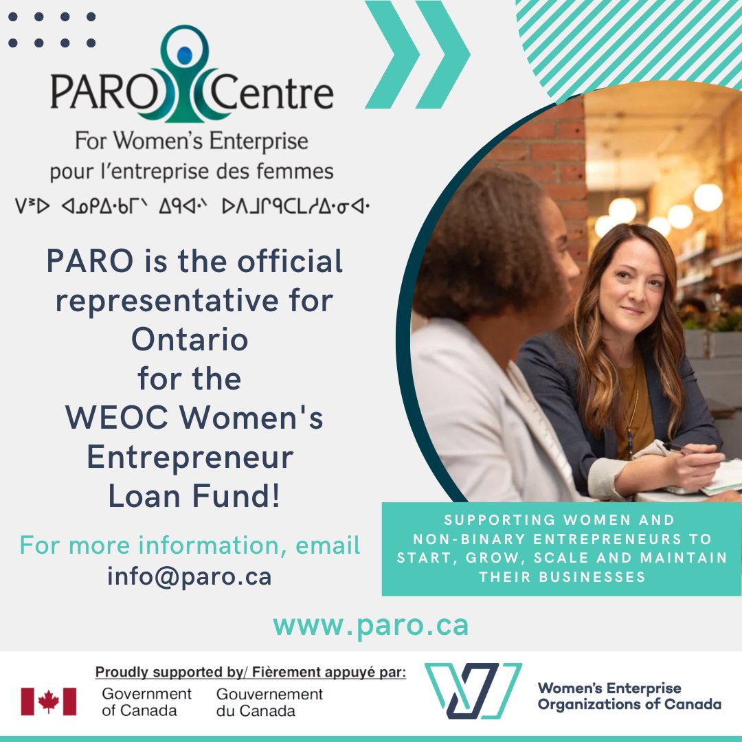 WEOC National Loan Program - Up to $50,000
The WEOC National Loan Program will support women and non-binary entrepreneurs as they start, scale, grow and maintain their businesses.
Learn more at paro.ca/weoc-loan-fund/
#womenentrepeneurs #entrepreneurs #nonbinaryentreprenuers