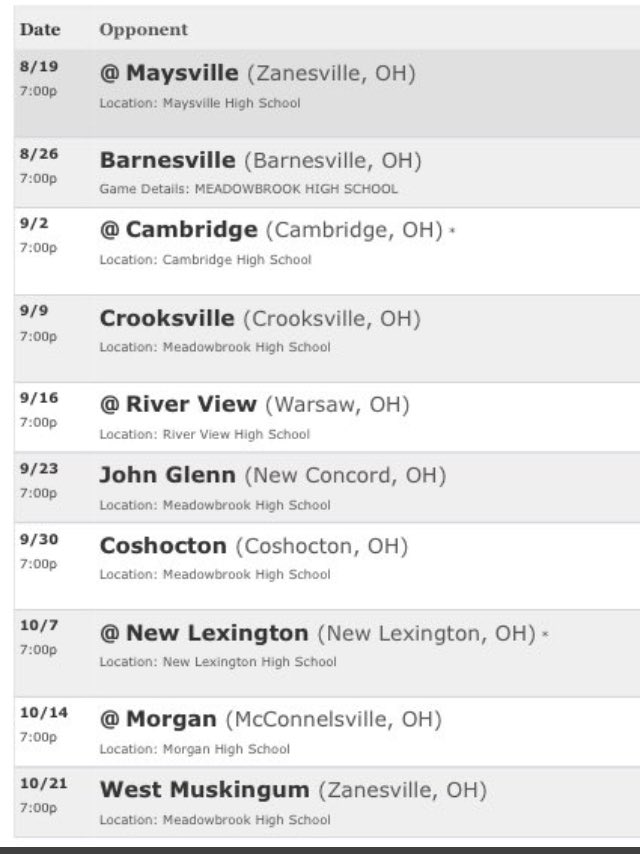 YOUR 2022 MEADOWBROOK COLTS FOOTBALL SCHEDULE!