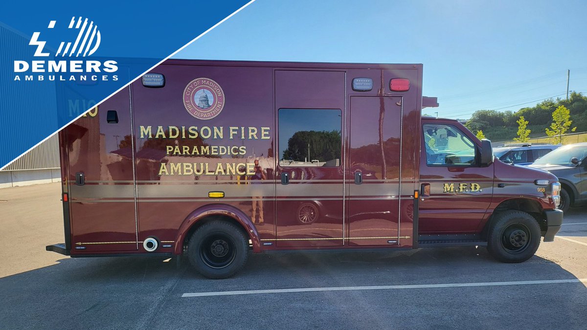 DemersAmbulance's tweet photo. Congratulations to the City of Madison Fire Department on their new ambulance! This MX 170 was delivered in partnership with @PomaslFire.
#DemersAmbulances #DiscoverDemers #DemersDeliveries #Ambulance #NewAmbulance #EMS #EmergencyMedicalServices #NeverCompromise #MX170 #USA https://t.co/6uI9FuRh7q