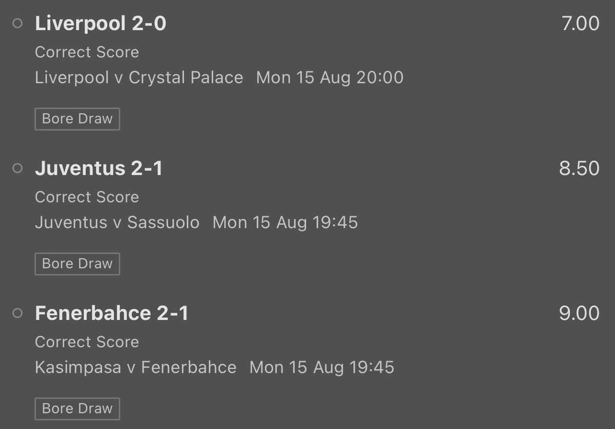 LPTipster's tweet photo. CORRECT SCORE LONGSHOT 💎

535.00 Odds  🔥

England 🏴󠁧󠁢󠁥󠁮󠁧󠁿 
Liverpool to win 2-0 📊

Italy 🇮🇹 
Juventus to win 2-1 📊

Turkey 🇹🇷 
Fenerbahce to win 2-1 📊

0.10 UNITS 💰

Like and follow if you’re on ❤️‍🔥

#GamblingTwitter #inplay https://t.co/0X21kt363y