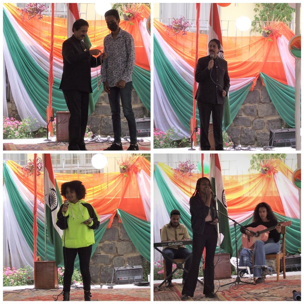 On the occasion of 75th Anniversary of India's Independence, Ambassador unfurled 🇮🇳 and read out President's Address. Indian community, Eritrean friends &amp; children participated enthusiastically in a variety of cultural programs. #AmritMahotsav  #HarGharTiranga #IndependenceDay