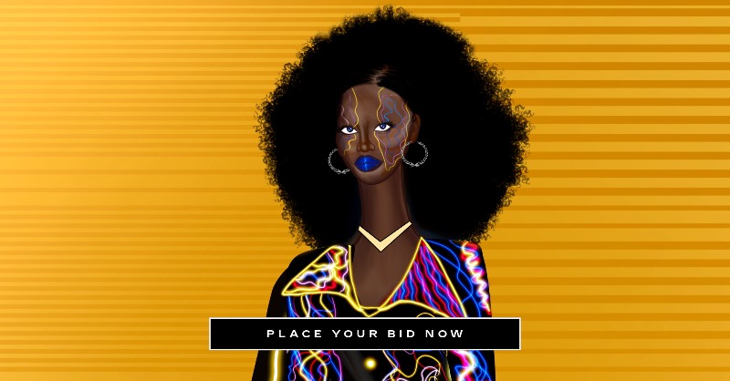 Cadillac's tweet photo. #CadillacRisingIcons x @nylacollection present this exclusive 1/1 edition Long Neckie “Adira”. Place your bid now on @opensea. Auction ends in 48 hours. A portion of the proceeds benefit @savethemusic Foundation. #BlackFuture #BeIconic