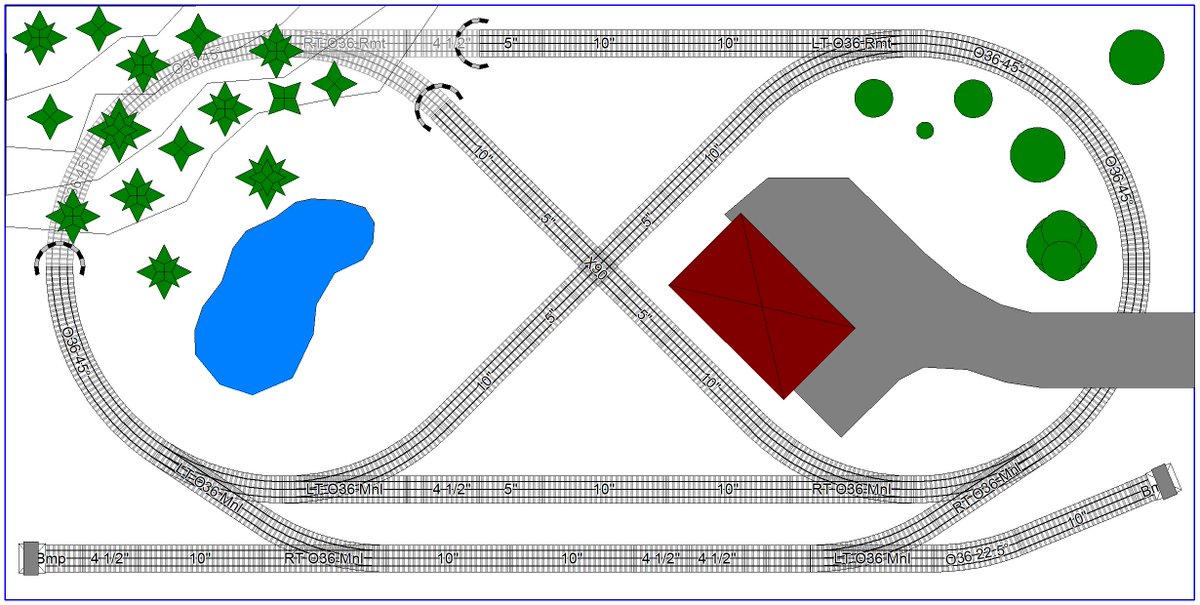 scarmsoftware's tweet image. Simple and easy 4x8 #Lionel #Ogauge #trackplan designed with #SCARM software. The layout has oval shape with small station and two reverse loops, crossing in the fig 8.
👉scarm.info/layouts/track_…
#modeltrains #modelrailway #modelrailroad #modelrailroading #scaletrains #toytrains