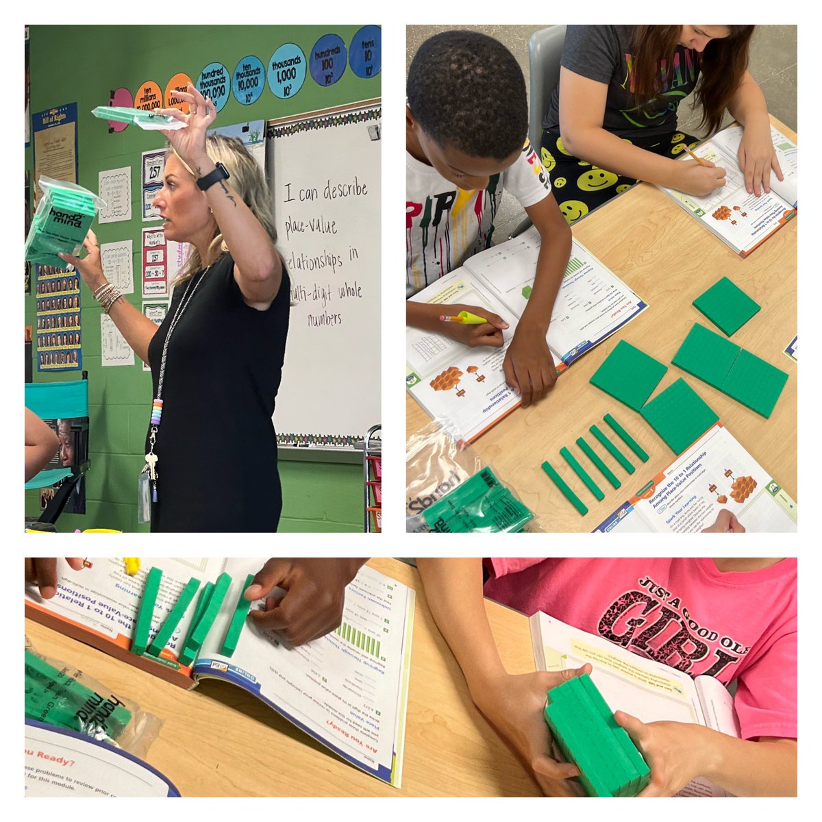 MrsSGalloway's tweet photo. Mrs. Mooreโs students are describing place-value relationships in multi-digit whole numbers. Students create visual models to support their understanding and justify their answers.#sparklearning #showingthinking @Jennings_Creek @WarrenCoSchools https://t.co/8Y2vNIrgcZ