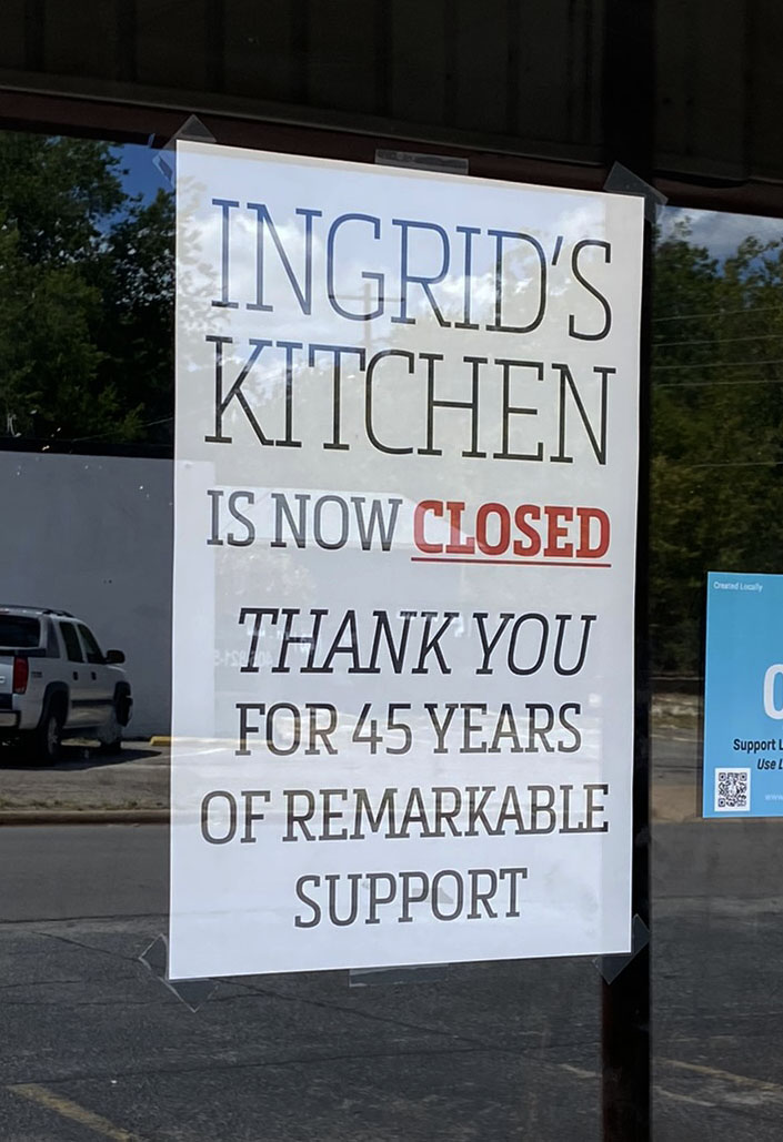 OKCTalk's tweet photo. Some very sad news to report...

After 45 years, @Ingrids_OK has closed at NW 36th &amp; Youngs. https://t.co/3BasU9nB8E