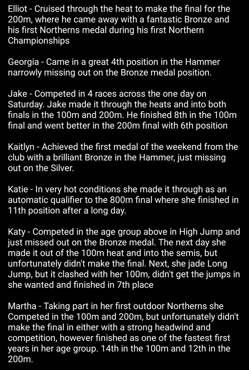 TrackField_NSP's tweet photo. Well Done to all athletes who competed for the club at Northerns across the sunny weekend. You put in fantastic performnaces and it was a great experience for you all.

Well Done to all, it was great to see the club represented at Northerns!

#NSPonTrack https://t.co/cV8hOYPYJF