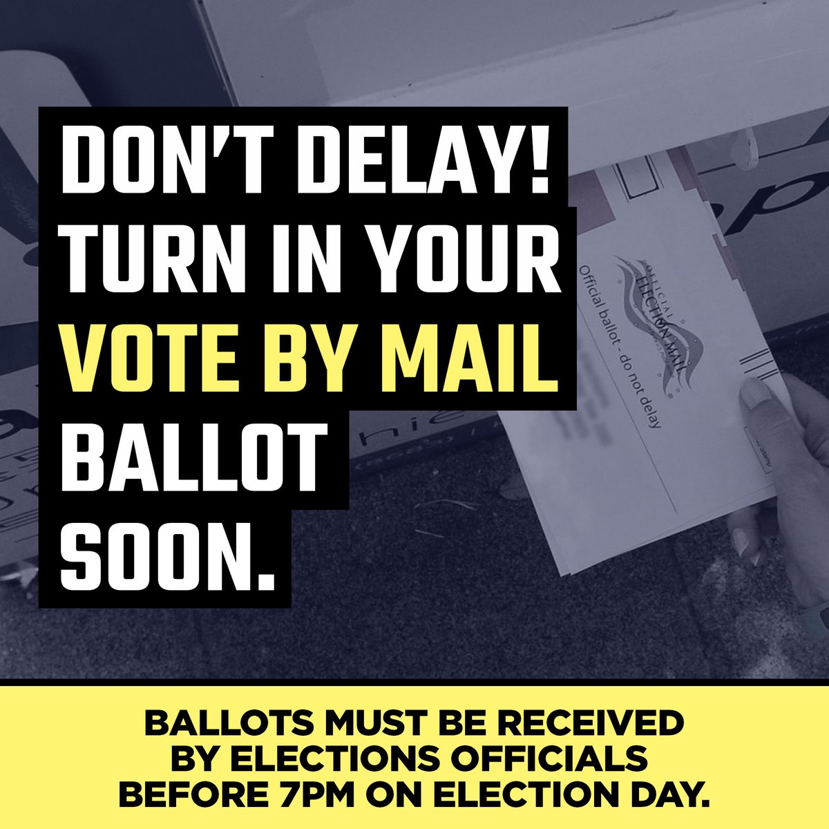 It's important to make sure your completed #VoteByMail ballot is received by your Supervisor of Elections office BEFORE polls are officially closed. You can mail your sealed ballot or drop it off in one of your county's approved secure ballot intake stations.