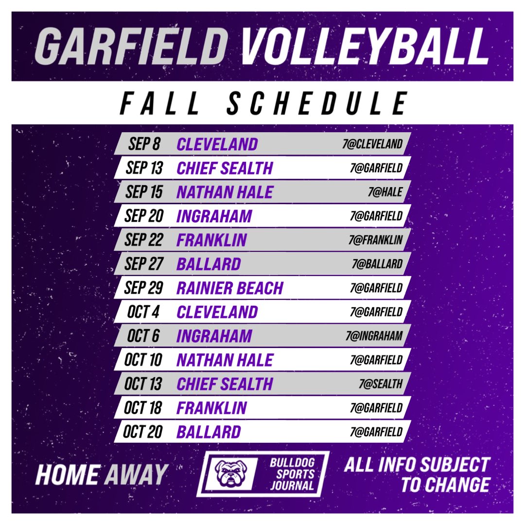 Last, but not least, the 2022-23 Garfield Volleyball schedule!
-
Stay tuned for more news regarding all Fall sports!