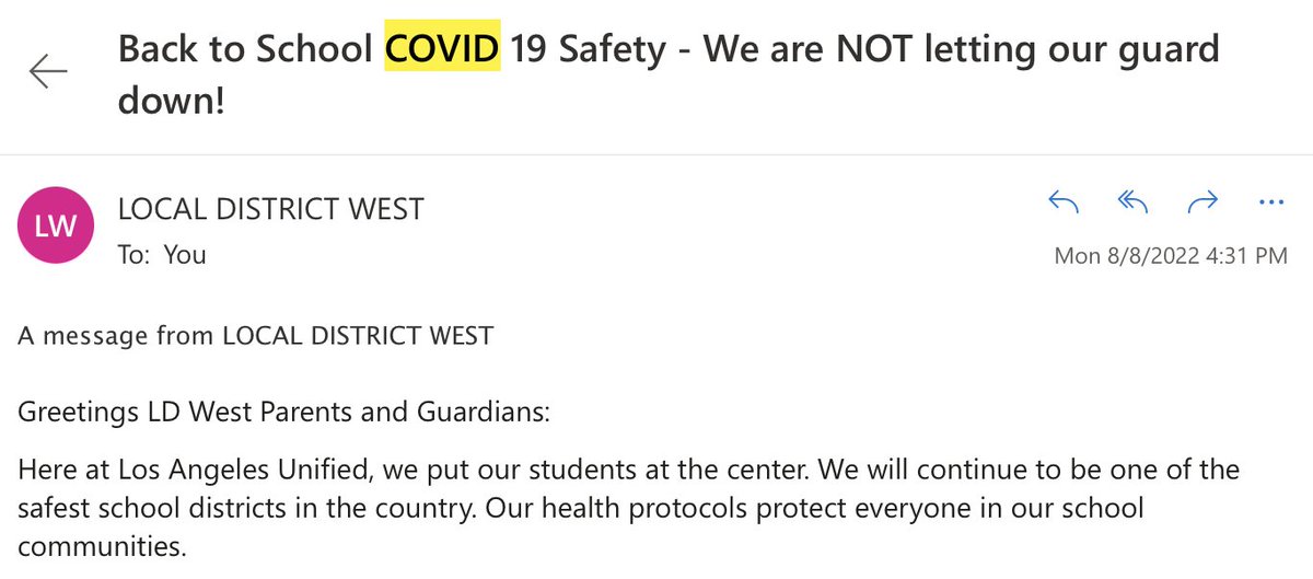 genstarchild's tweet photo. LAUSD: 
We are NOT letting our guard down! 

Also LAUSD: 
- No weekly PCR tests
- No required weekly Antigen tests
- No daily health checks
- No required indoor masking https://t.co/8aHFjfQTeX